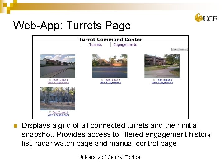 Web-App: Turrets Page n Displays a grid of all connected turrets and their initial