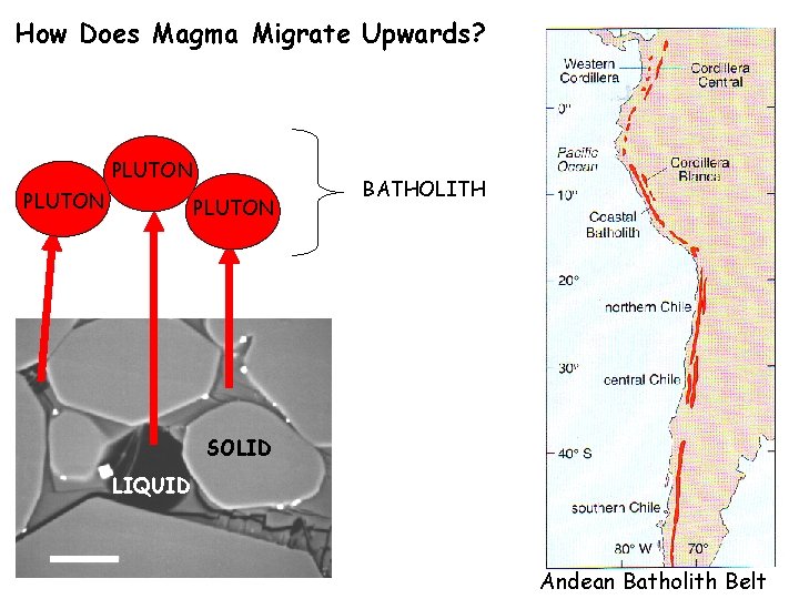How Does Magma Migrate Upwards? PLUTON BATHOLITH SOLID LIQUID Andean Batholith Belt 