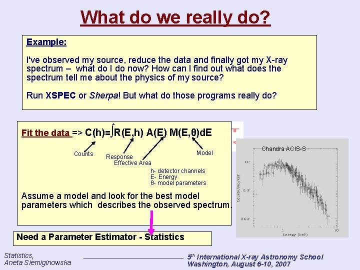 What do we really do? Example: I've observed my source, reduce the data and