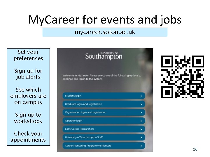 My. Career for events and jobs mycareer. soton. ac. uk Set your preferences Sign