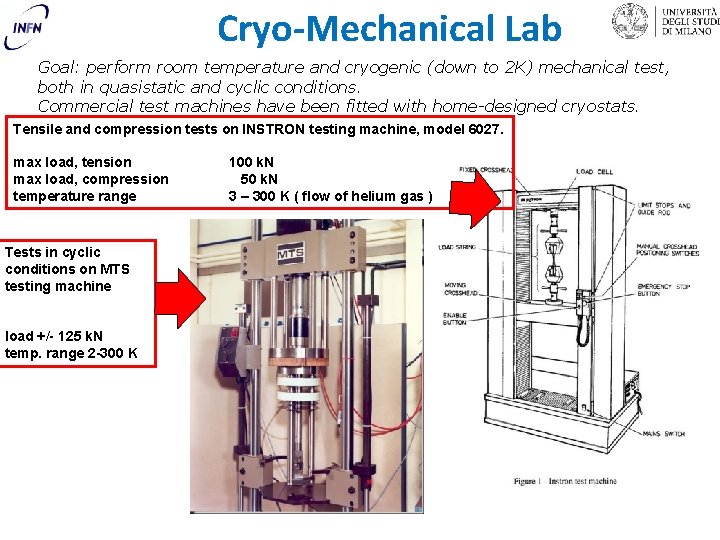 Cryo-Mechanical Lab Goal: perform room temperature and cryogenic (down to 2 K) mechanical test,