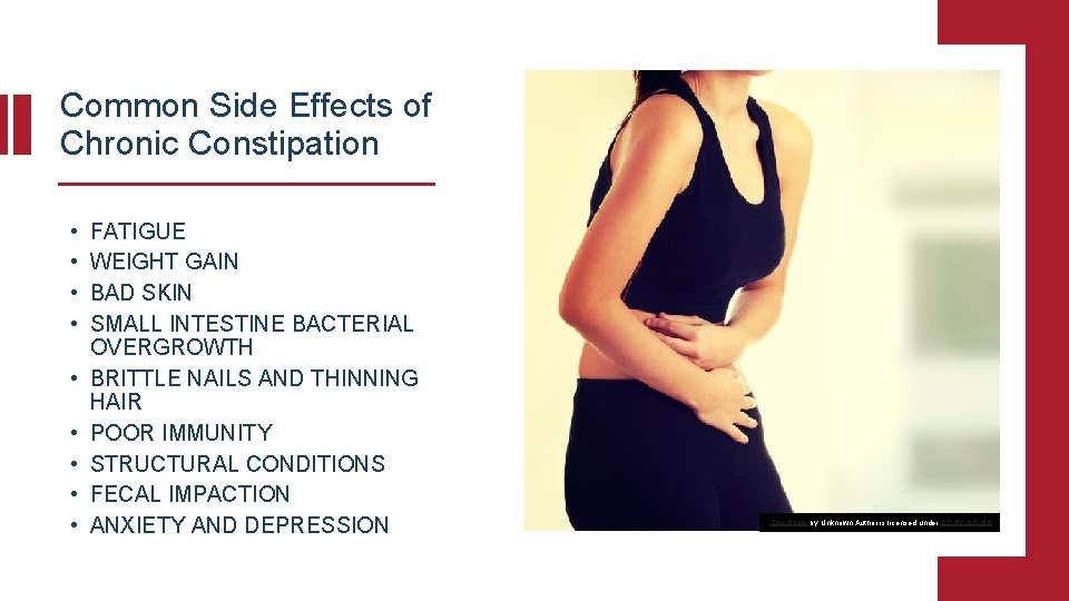 Common Side Effects of Chronic Constipation • • • FATIGUE WEIGHT GAIN BAD SKIN