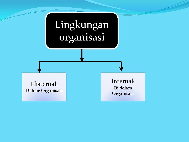 Lingkungan organisasi Eksternal: Di luar Organisasi Internal: Di dalam Organisasi 