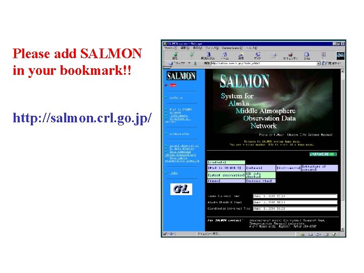 Please add SALMON in your bookmark!! http: //salmon. crl. go. jp/ Please add SALMON in your bookmark!! http: //salmon. crl. go. jp/