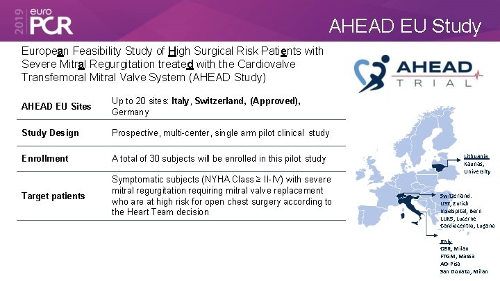 AHEAD EU Study European Feasibility Study of High Surgical Risk Patients with Severe Mitral