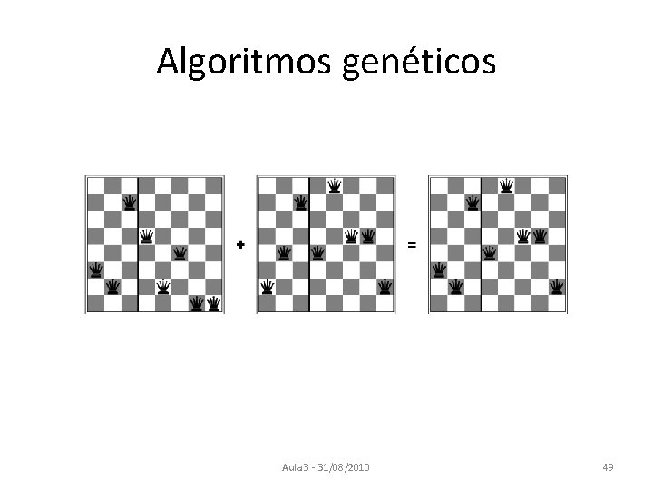 Algoritmos genéticos Aula 3 - 31/08/2010 49 