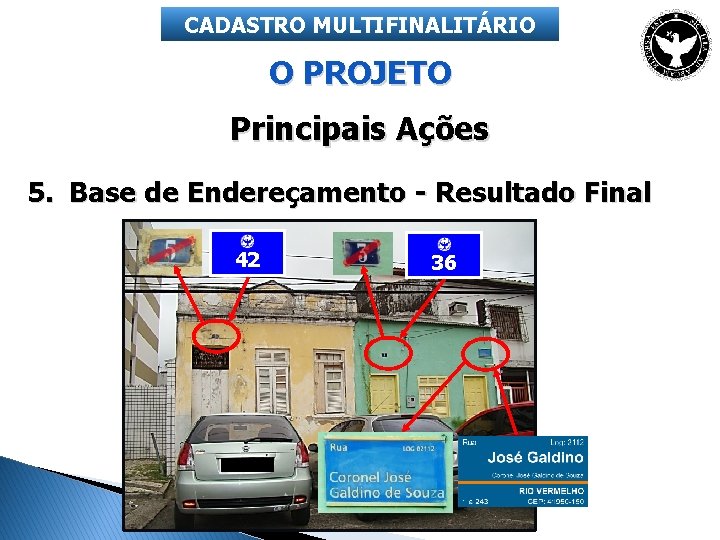 CADASTRO MULTIFINALITÁRIO O PROJETO Principais Ações 5. Base de Endereçamento - Resultado Final 42