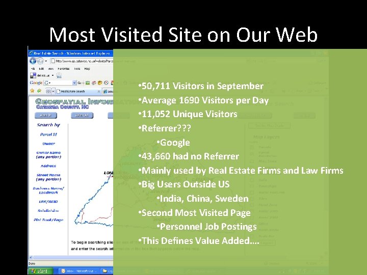 Most Visited Site on Our Web • 50, 711 Visitors in September • Average