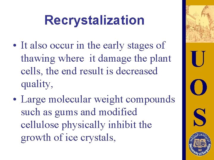 Recrystalization • It also occur in the early stages of thawing where it damage