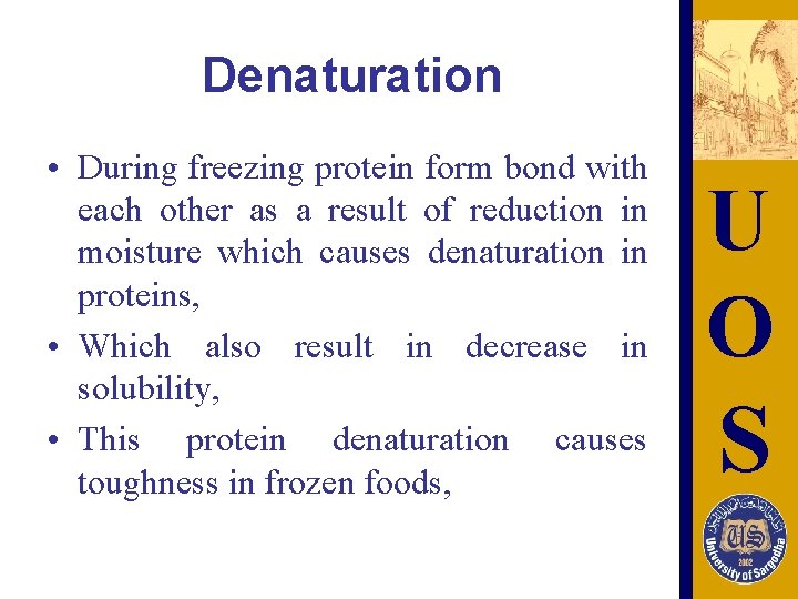 Denaturation • During freezing protein form bond with each other as a result of