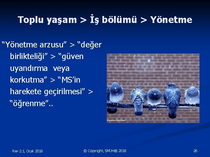 Toplu yaşam > İş bölümü > Yönetme “Yönetme arzusu” > “değer birlikteliği” > “güven