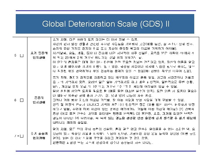 Global Deterioration Scale (GDS) II 