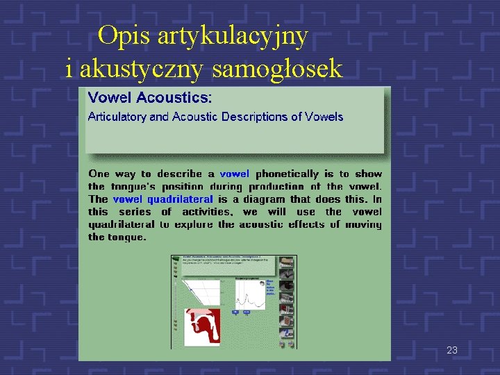 Opis artykulacyjny i akustyczny samogłosek 23 