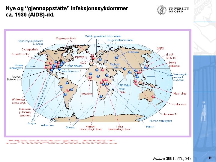 Nye og “gjennoppståtte” infeksjonssykdommer ca. 1980 (AIDS)-dd. Nature 2004, 430, 242 18 