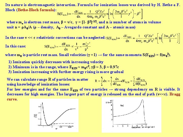 Its nature is electromagnetic interaction. Formula for ionization losses was derived by H. Bethe