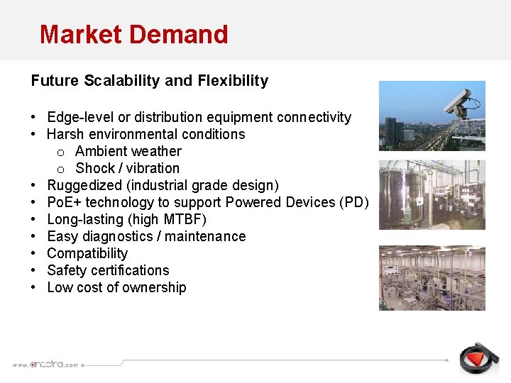 Market Demand Future Scalability and Flexibility • Edge-level or distribution equipment connectivity • Harsh