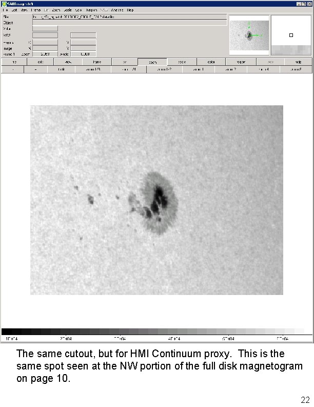 The same cutout, but for HMI Continuum proxy. This is the same spot seen
