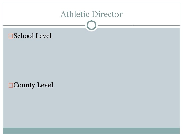 Athletic Director �School Level �County Level 