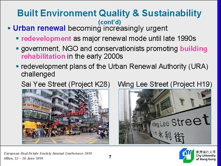 Sustainable Development in Urban Renewal in Hong Kong