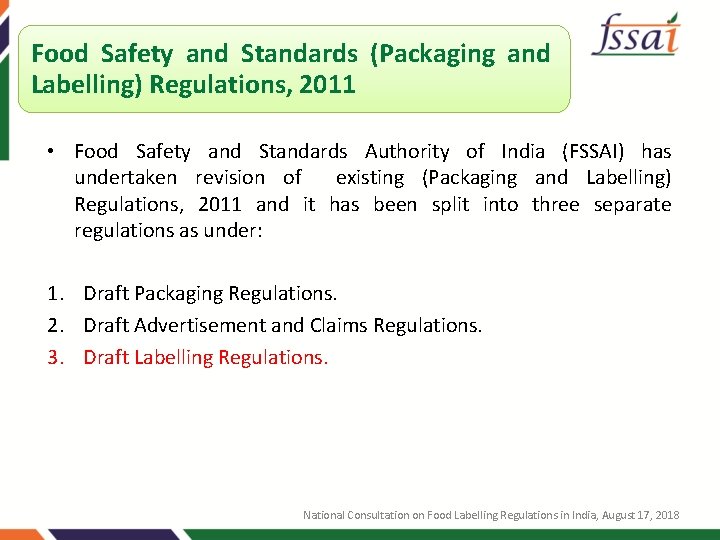 Draft Food Safety and Standards Proposed Labelling Display