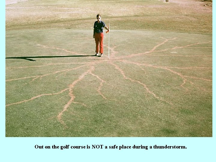Out on the golf course is NOT a safe place during a thunderstorm. 