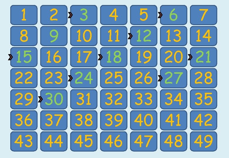 1 8 15 22 29 36 43 2 9 16 23 30 37 44 1 8 15 22 29 36 43 2 9 16 23 30 37 44