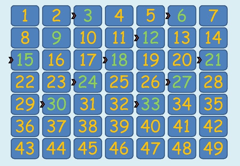 1 8 15 22 29 36 43 2 9 16 23 30 37 44 1 8 15 22 29 36 43 2 9 16 23 30 37 44