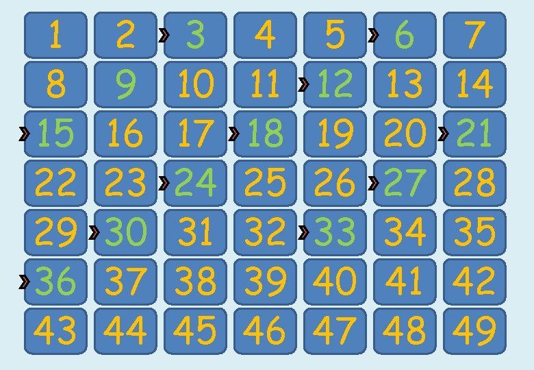 1 8 15 22 29 36 43 2 9 16 23 30 37 44 1 8 15 22 29 36 43 2 9 16 23 30 37 44