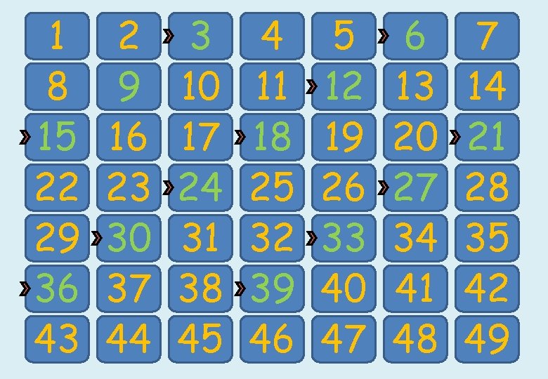 1 8 15 22 29 36 43 2 9 16 23 30 37 44 1 8 15 22 29 36 43 2 9 16 23 30 37 44
