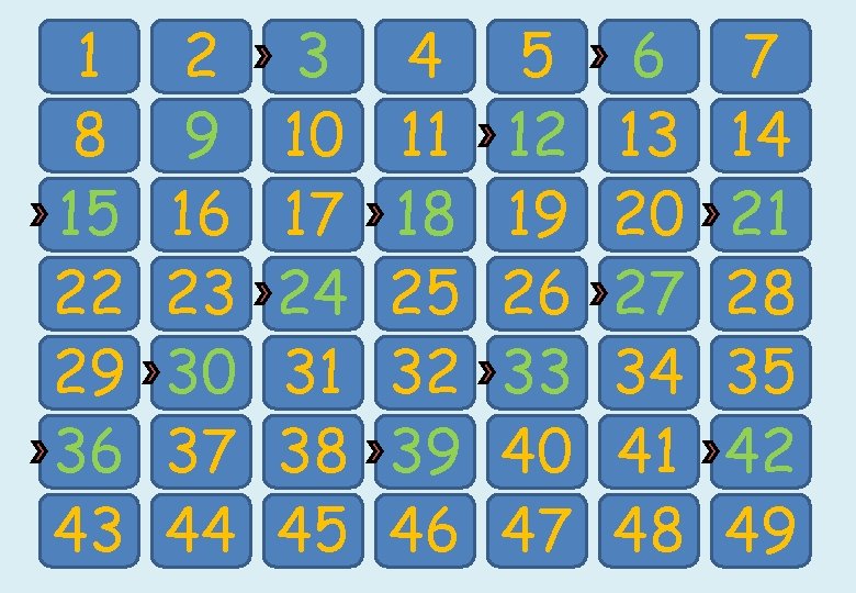 1 8 15 22 29 36 43 2 9 16 23 30 37 44 1 8 15 22 29 36 43 2 9 16 23 30 37 44