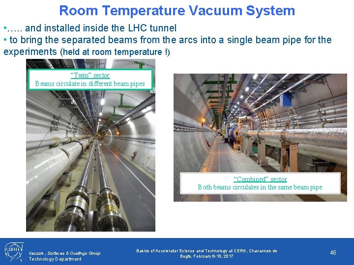 Room Temperature Vacuum System • …. . and installed inside the LHC tunnel •