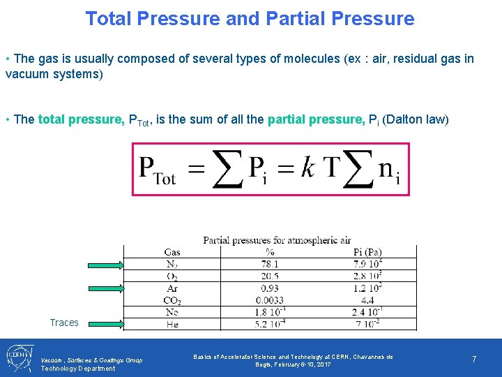 Total Pressure and Partial Pressure • The gas is usually composed of several types