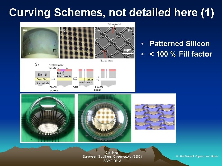 Curving Schemes, not detailed here (1) • Patterned Silicon • < 100 % Fill