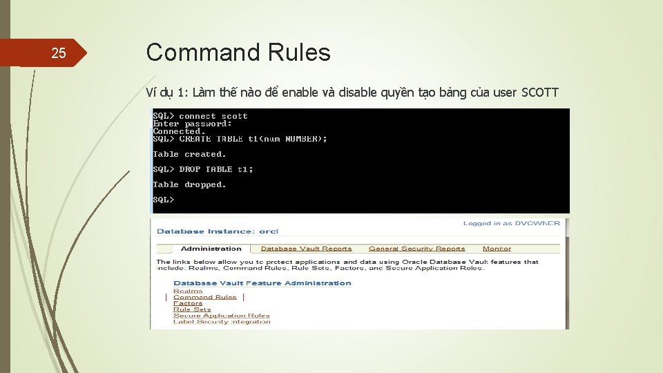 25 Command Rules Ví dụ 1: Làm thế nào để enable và disable quyền