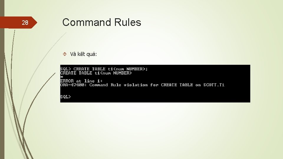 28 Command Rules Và kết quả: 