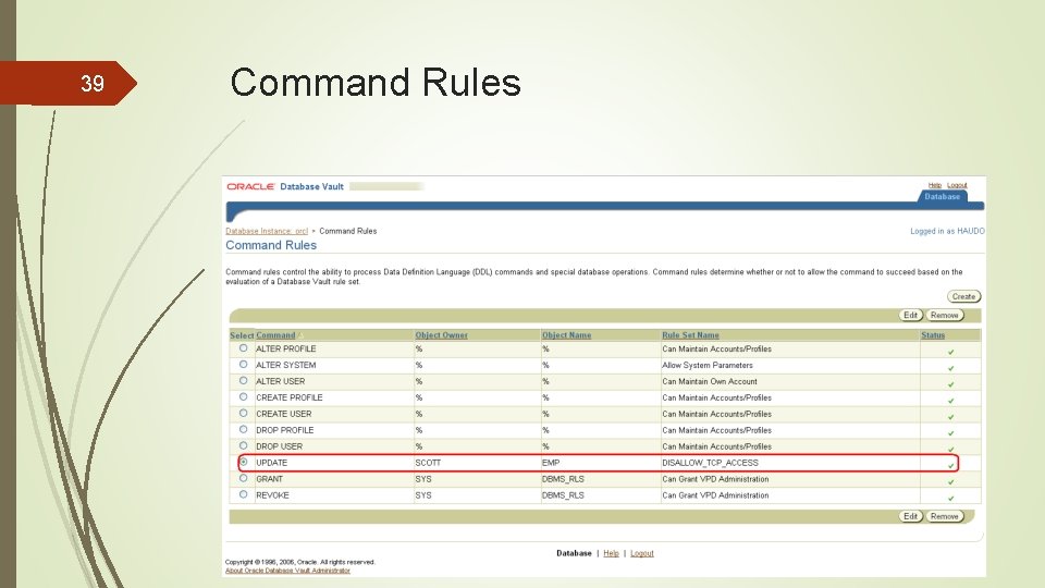 39 Command Rules 