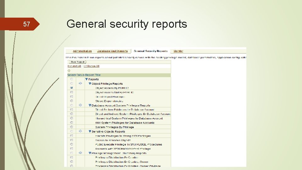 57 General security reports 