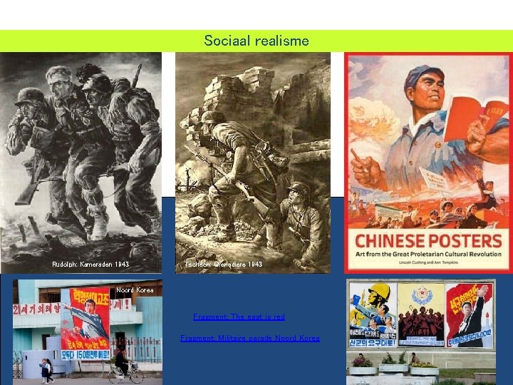 Sociaal realisme Rudolph: Kameraden 1943 Tschech: Grenadiere 1943 Noord Korea Fragment: The east is