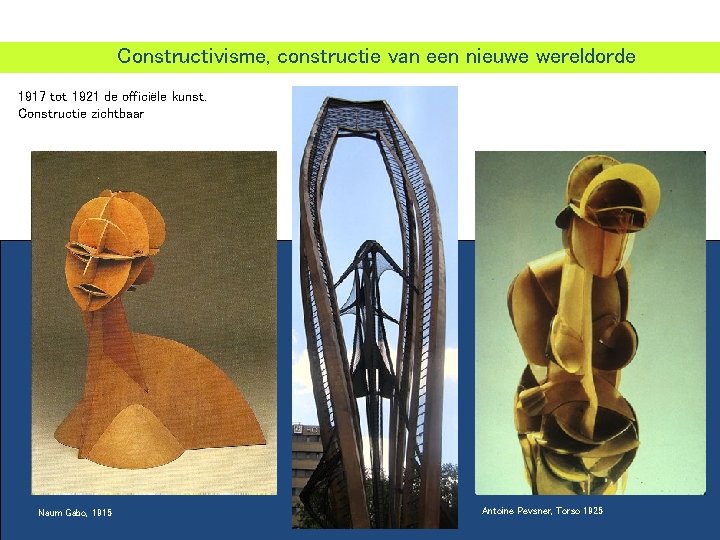 Constructivisme, constructie van een nieuwe wereldorde 1917 tot 1921 de officiële kunst. Constructie zichtbaar