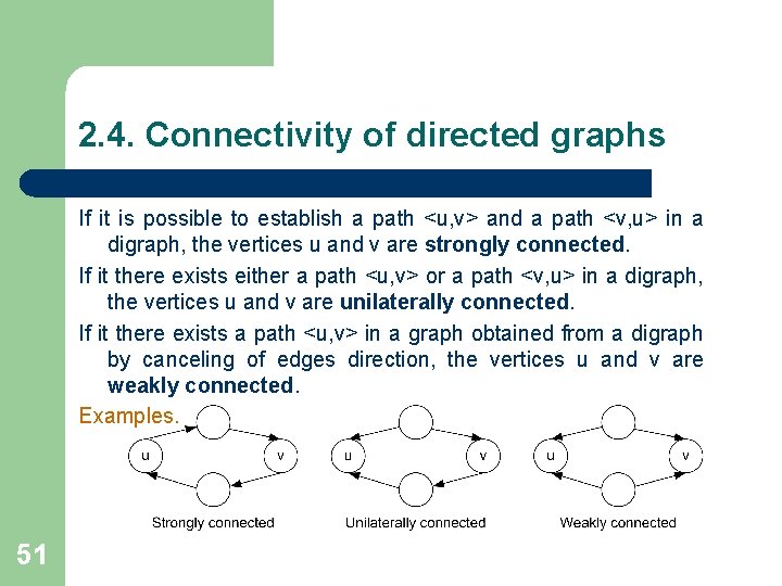 2. 4. Connectivity of directed graphs If it is possible to establish a path 2. 4. Connectivity of directed graphs If it is possible to establish a path