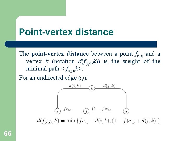 Point-vertex distance The point-vertex distance between a point f(i, j) and a vertex k Point-vertex distance The point-vertex distance between a point f(i, j) and a vertex k