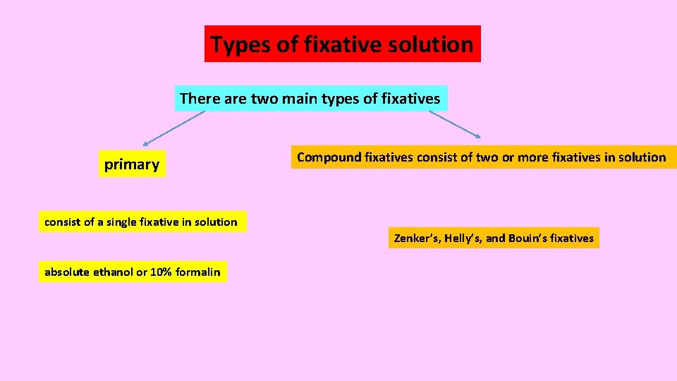 Types of fixative solution There are two main types of fixatives primary Compound fixatives Types of fixative solution There are two main types of fixatives primary Compound fixatives