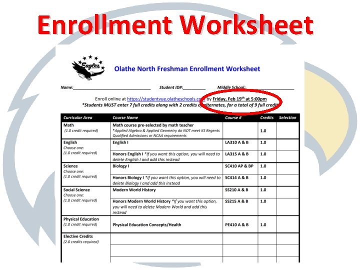 Enrollment Worksheet 