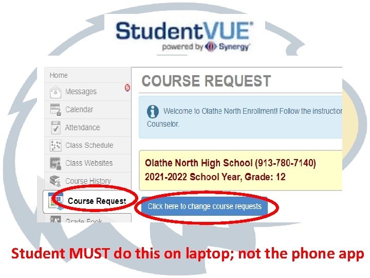 Student MUST do this on laptop; not the phone app 