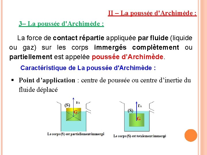 II – La poussée d'Archimède : 3– La poussée d'Archimède : La force de