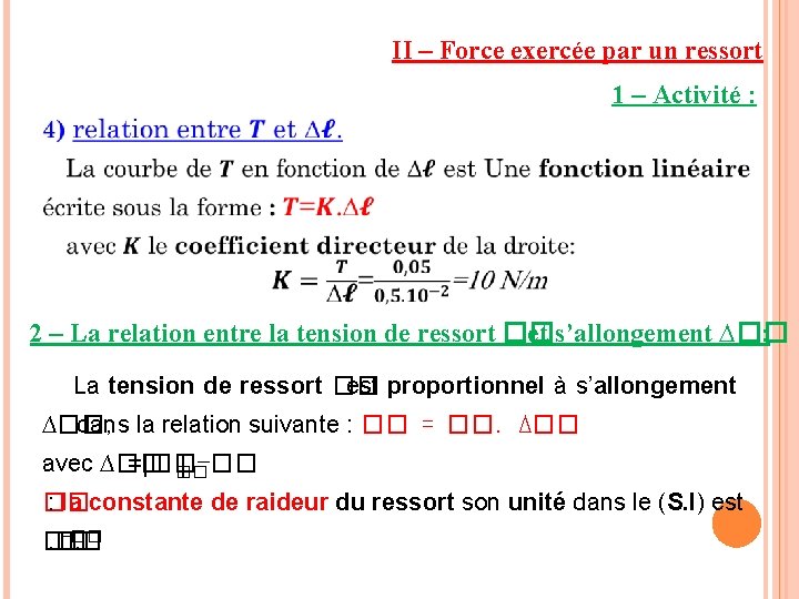 II – Force exercée par un ressort 1 – Activité : 2 – La