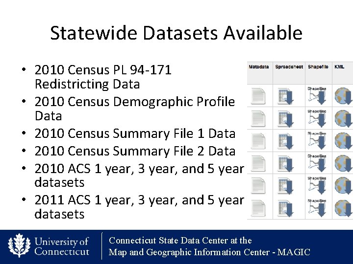 Statewide Datasets Available • 2010 Census PL 94 -171 Redistricting Data • 2010 Census