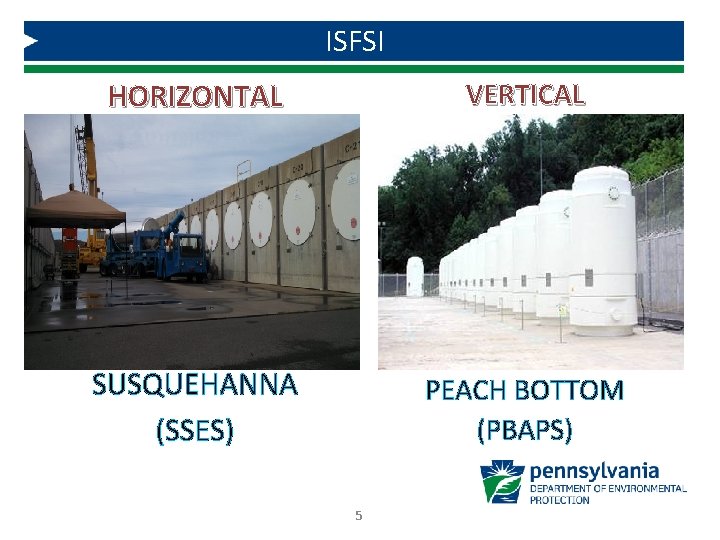 ISFSI HORIZONTAL VERTICAL SUSQUEHANNA (SSES) PEACH BOTTOM (PBAPS) 5 