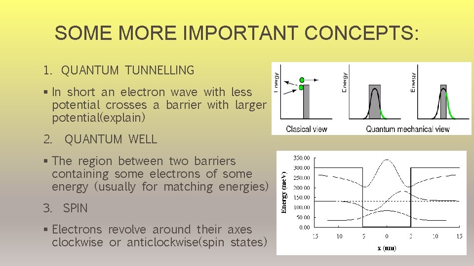 SOME MORE IMPORTANT CONCEPTS: 1. QUANTUM TUNNELLING § In short an electron wave with