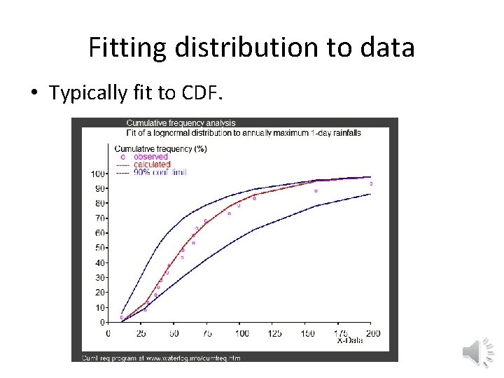 Fitting distribution to data • Typically fit to CDF. 